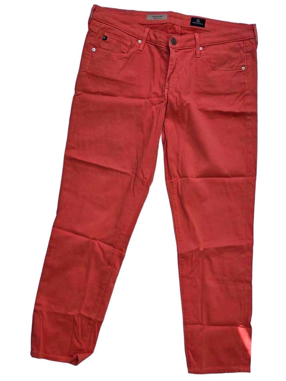 Adriano Goldschmied Women's Stilt Cigarette Crop Mid Rise Jeans Coral Size 31